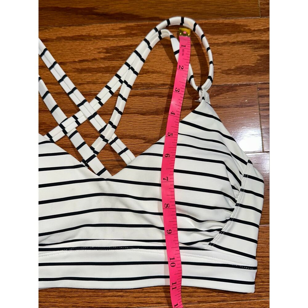 Calia Strappy Back Ruched White Black Stripe Bikini Swim Top Size S - Picture 11 of 13